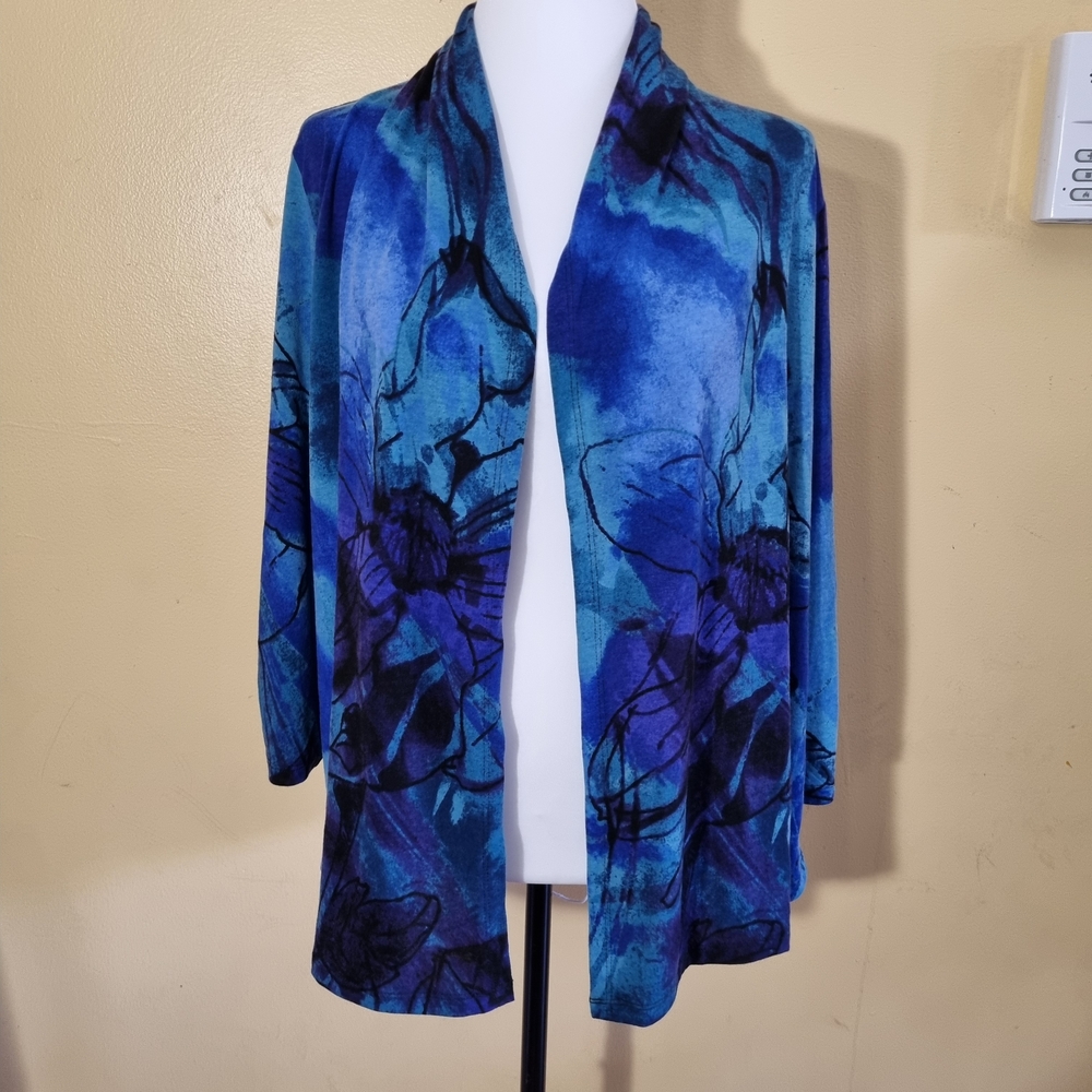 Draper's&damon's Petites Jacket Women Smock Long Sleeve V- Neck Top Size L Used